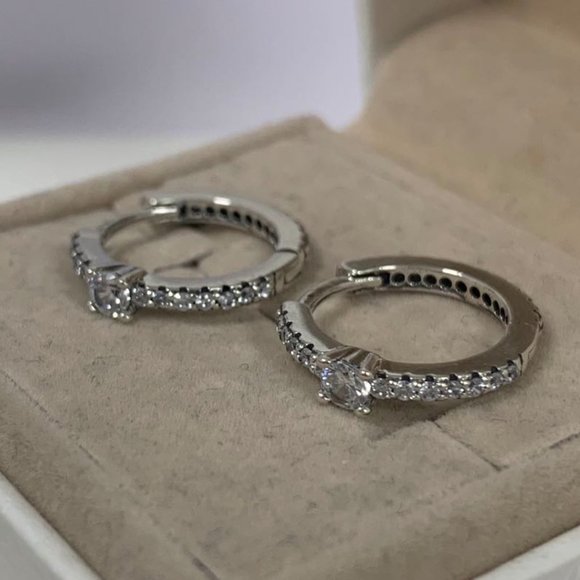 Pandora Sparkling Hoop Earrings - Picture 4 of 7
